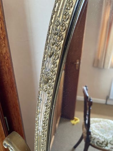Late 19th-century oval cheval free-standing dressing mirror.