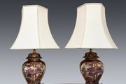 Pair of Satsuma Style Table Lamps with Shades