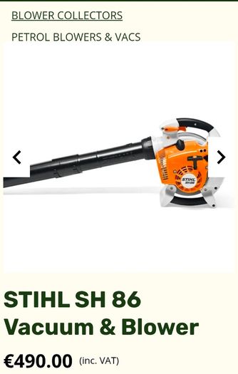 Stihl leaf blower SH 86 Cin excellent condition l11/2018  model