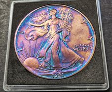 USA 1991 Silver Eagle Toned 1 Dollar Coin