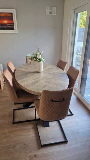 Ez Living Oval Rustic Oak Dining Table and Chairs