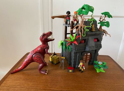 Playmobil hidden temple and t-Rex set