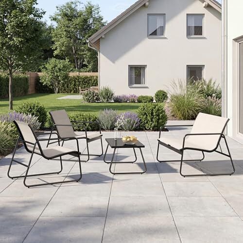 4 Pieces, Garden Table and Chairs