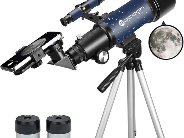 Telescope for Adults Beginners, 70mm Aperture 400mm AZ Mount Fully Multi-Coated Optics Refractor Portable Telescopes, Travel Telescope with Tripod and Phone Adapter-Blue