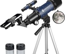 Telescope for Adults Beginners, 70mm Aperture 400mm AZ Mount Fully Multi-Coated Optics Refractor Portable Telescopes, Travel Telescope with Tripod and Phone Adapter-Blue