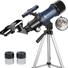 Telescope for Adults Beginners, 70mm Aperture 400mm AZ Mount Fully Multi-Coated Optics Refractor Portable Telescopes, Travel Telescope with Tripod and Phone Adapter-Blue