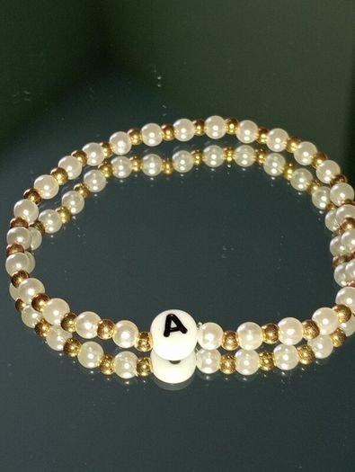 Handmade bracelet crystal pearl gold