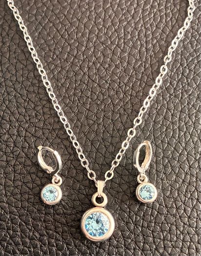 Silver Plated Aquamarine Swarovski Crystal Set