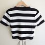 top womens , Top Women, t-shirt  , black and white, short striped T-shirt Basic Image 3