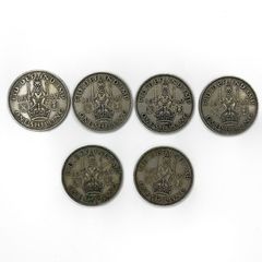 6x 1947 Scottish Shilling Coins George VI -UK Pre-Decimal