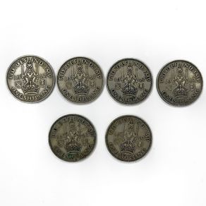 6x 1947 Scottish Shilling Coins George VI -UK Pre-Decimal