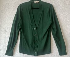 Tory Burch 100% Merino Wool Cardigan Sz XL Jewel Green
