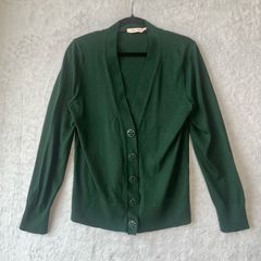 Tory Burch 100% Merino Wool Cardigan Sz XL Jewel Green