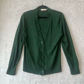 Tory Burch 100% Merino Wool Cardigan Sz XL Jewel Green