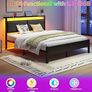 5 King Bed Frame, 150x200cm Metal Platform Upholstered Bed Frame with Storage Headboard, Heavy Duty Metal Bed Double Size with LED Lights and Charging Station,Mattress Foundation (Black) Image 3
