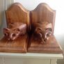 Vintage Prowling Cat Hardwood Bookends Image 2
