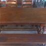 Antique solid oak circa early 19th century table plus 2 oak bench and 4 oak chairs Image 2