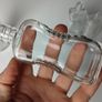 308 - Set of 4 Vintage Decorative Ribbed Collectible Clear Glass Bottles Image 5