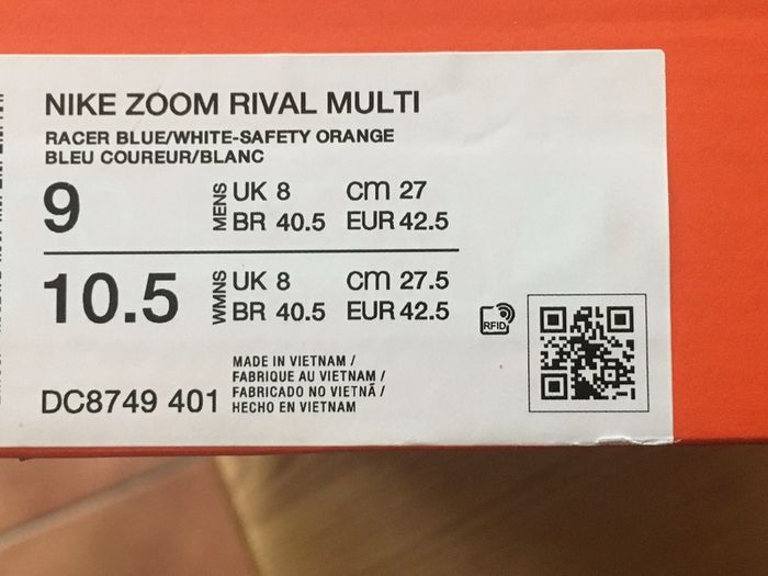 Athletics Track and Field spike shoes - Nike Zoom Rival Multi - size Unisex 27 cm - UK 8- EU 42.5 multi event