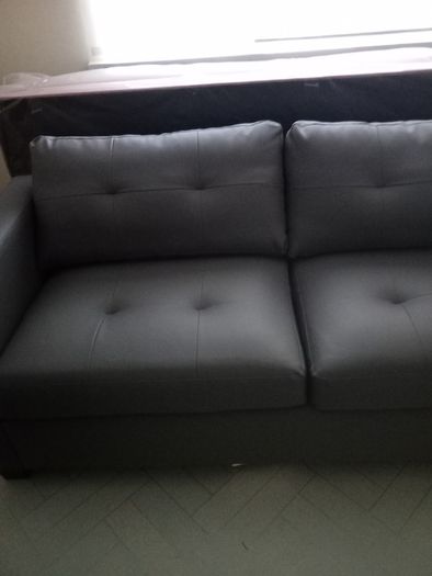 New Leather Grey 3 Seater Sofa
