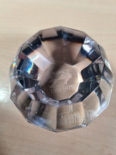 NATIONAL BENZOLE lead crystal Paperweight 60th anniversary  1979 diamond shape vintage