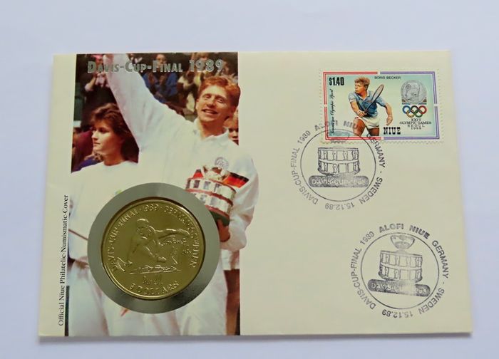 West Germany Tennis Boris Becker Davis Cup 1989 Scarce Vintage coin stamp cover