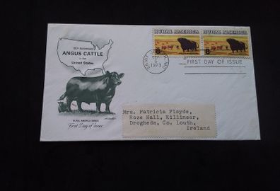 USA Stamps : Rural America , 100th Anniversary Angus Cattle In The United States , First Day Cover - 1973