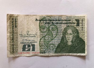 1989 Irish 1 Punt Pound Note