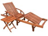 Sun Lounger with Table Solid Acacia Wood