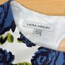 Laura Ashley Womens Dress White A-Line Linen Blue Rose Floral Print Retro SZ 10 Image 4