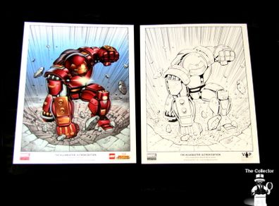 Lego VIP Hulkbuster Ultron Edition Art Prints Artwork By Ron Lim For Lego Marvel Super Heroes Iron Man Hulkbuster Ultron Edition Prints Color And VIP Black And White Variants Rare And Hard To Find BOTH BLACK AND WHITE AND COLOR LIMITED EDITION SET Rare An