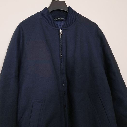 Zara Navy Blue Bomber Jacket Mens Padded Lined Size M