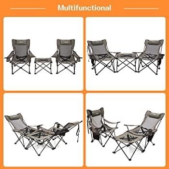 Camping Chairs Folding Reclining Portable Chair with Cup Holder Detachable Side Table and Carry Bag (FREE SHIPPING)