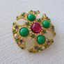 Vintage Style Maltese Cross Pearl Crystal Gold Brooch Image 3
