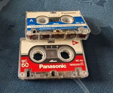 Pair of Vintage Panasonic Microcassette Tapes (MC-60 and  MC-10 Greeting)