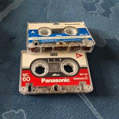 Pair of Vintage Panasonic Microcassette Tapes (MC-60 and  MC-10 Greeting)