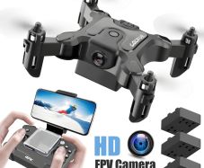 Mini Professional Drone Portable RTF Foldable RC Quadcopter with 4 Batteries