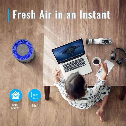 Air Purifier for Home, Quiet Air Cleaner with True HEPA Filter with 4 Speeds and Sleep Mode, Night Light, Odors Dust Mold for Allergens Smokers Pollen Pet Hair