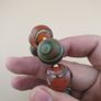 Vintage Etched Carnelian & Nutural Suliemani Agate Big Beads Bracelet Image 2