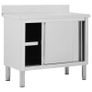 Work Table with Sliding Doors 100x50x95 cm Stainless Steel Image 3