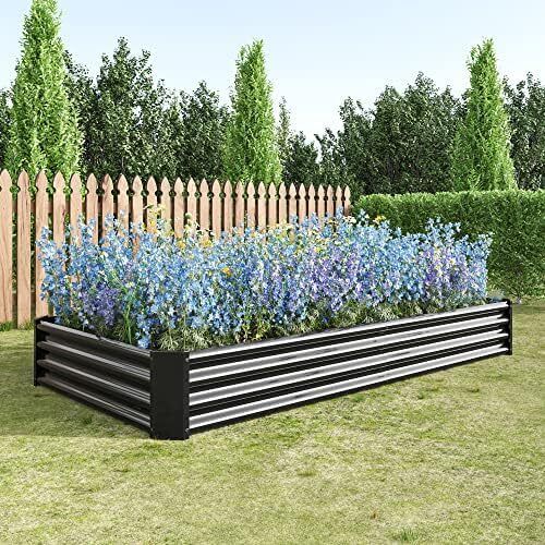 Large Raised Beds for Garden,Galvanized Planter,8x4x1 FT