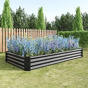 Large Raised Beds for Garden,Galvanized Planter,8x4x1 FT