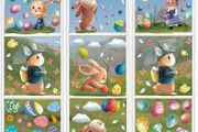 140 PCS Easter Window Stickers, 9 Sheets Window Decoration Easter Bunny Static Stickers with Easter Eggs, Chicks Window Sticker Decorations Reusable for Easter (FREE POSTAGE)