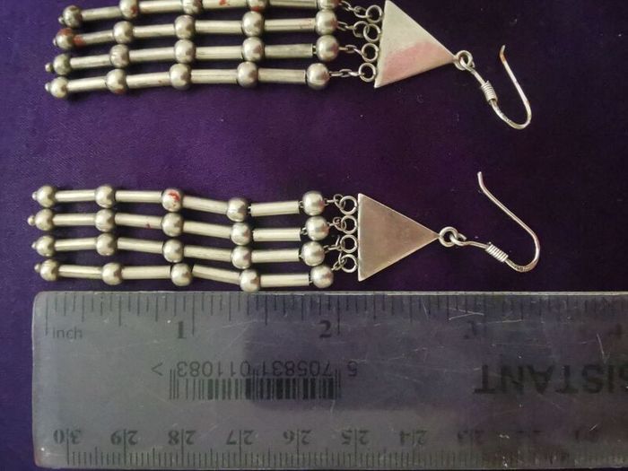 Long silver earrings