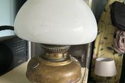 Vintage Brass Oil Lamp With Globe.