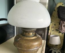 Vintage Brass Oil Lamp With Globe.