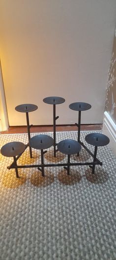 Wrought iron Metal Pillar Candle Holder and Wine Rack