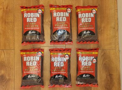 NEW - 6 x 900g Dynamite Baits Robin Red 2mm Pellets - Carp Tench Bream Feeder Method Pellet Dumbells Hybrid Roach
