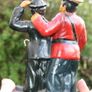 Charlie Chaplin Arrested by Policeman Chalkware Statue Figure - Vintage 6,4" Image 7