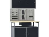 Workbench with Three Wall Panels and One Cabinet